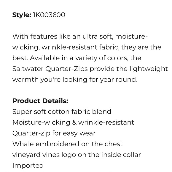 Like New Men’s VINEYARD VINES Preppy Saltwater Quarter Zip Pullover Size: XL - Picture 16 of 16